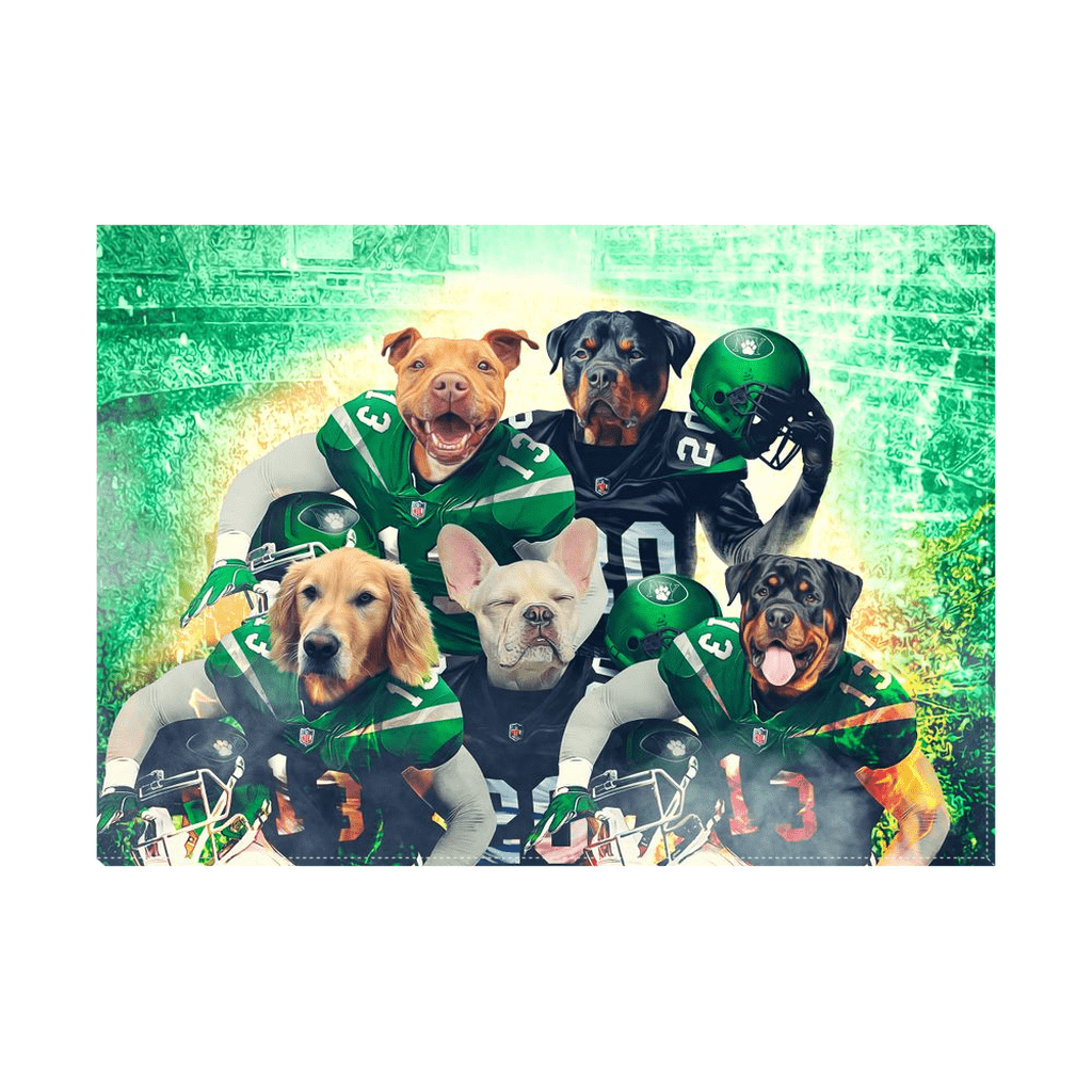 Lienzo personalizado con 5 mascotas de pie &#39;New York Jet-Doggos&#39;