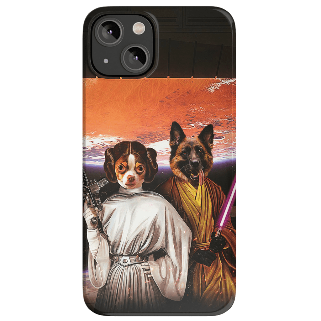 &#39;Princess Leidown &amp; Jedi-Doggo&#39; Personalized 2 Pet Phone Case