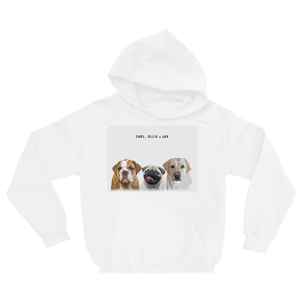 Sudadera con capucha moderna personalizada para 3 mascotas