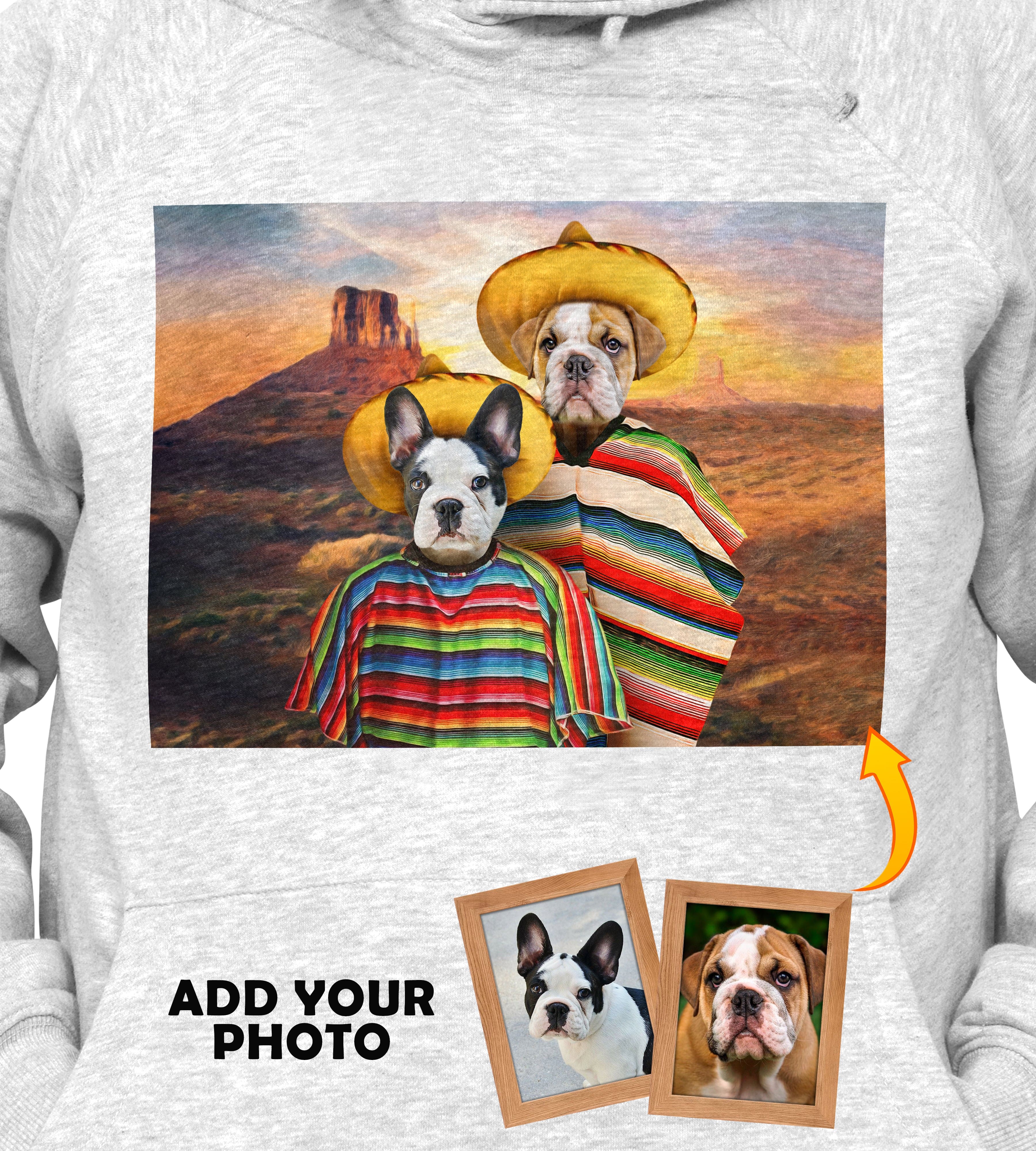 Sudadera con capucha personalizada para 2 mascotas &#39;2 Amigos&#39;