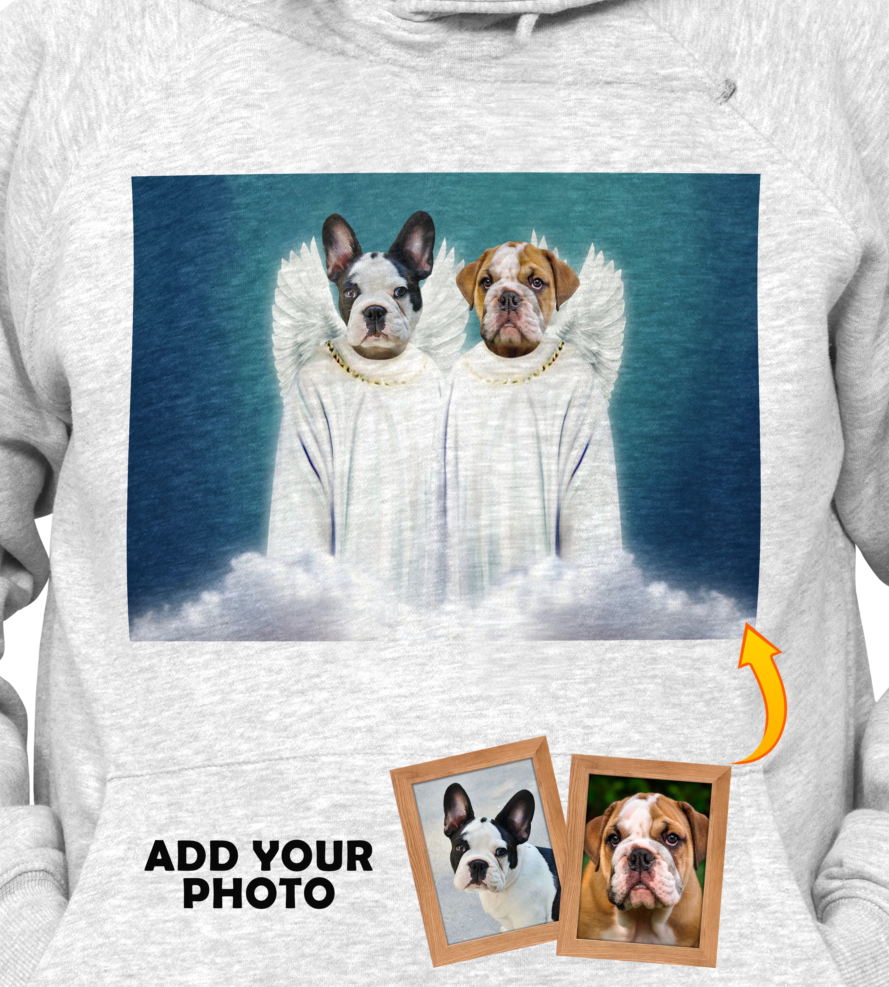 Sudadera con capucha personalizada para 2 mascotas &#39;2 Angels&#39;