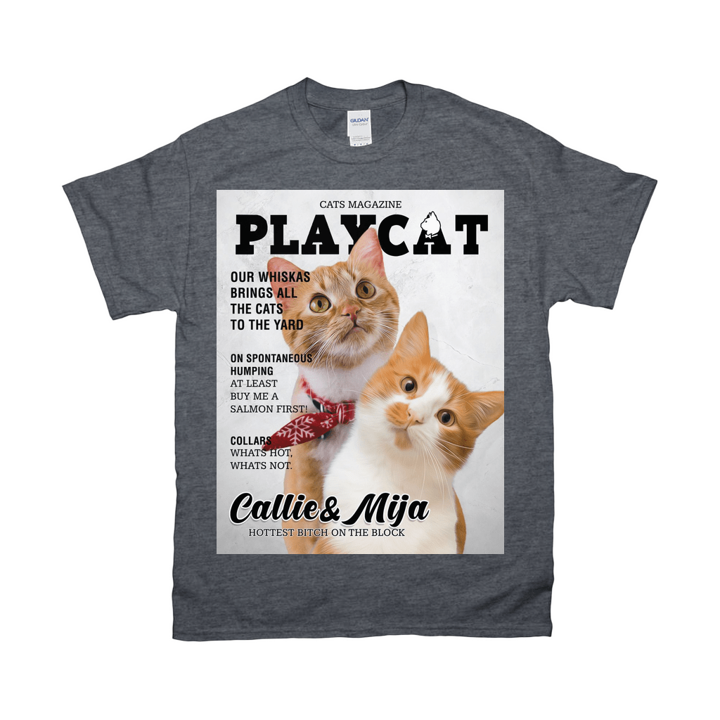 Camiseta personalizada para 2 mascotas &#39;Playcat&#39;