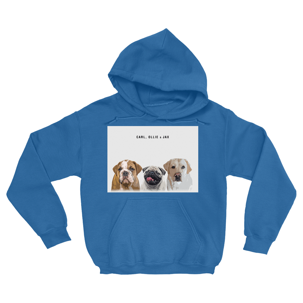 Sudadera con capucha moderna personalizada para 3 mascotas