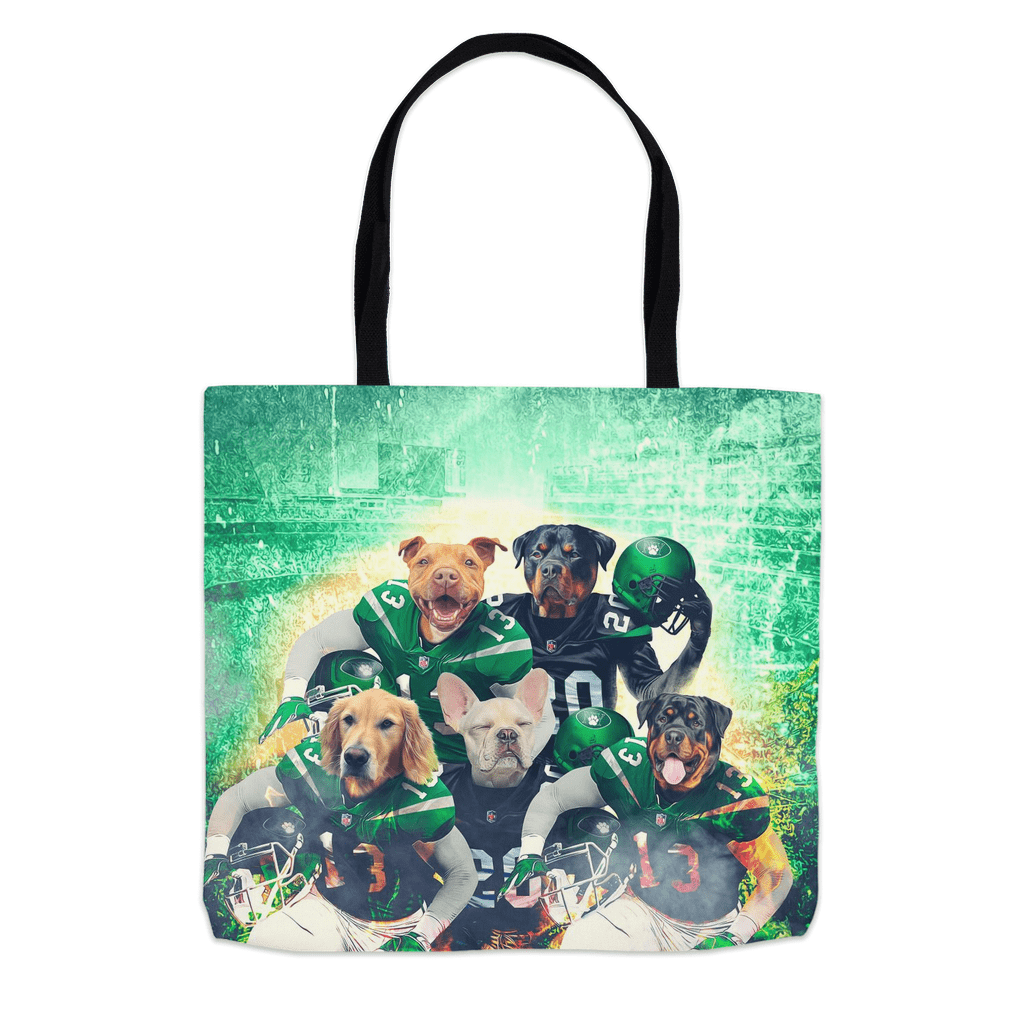 Bolsa de mano personalizada para 5 mascotas &#39;New York Jet-Doggos&#39;