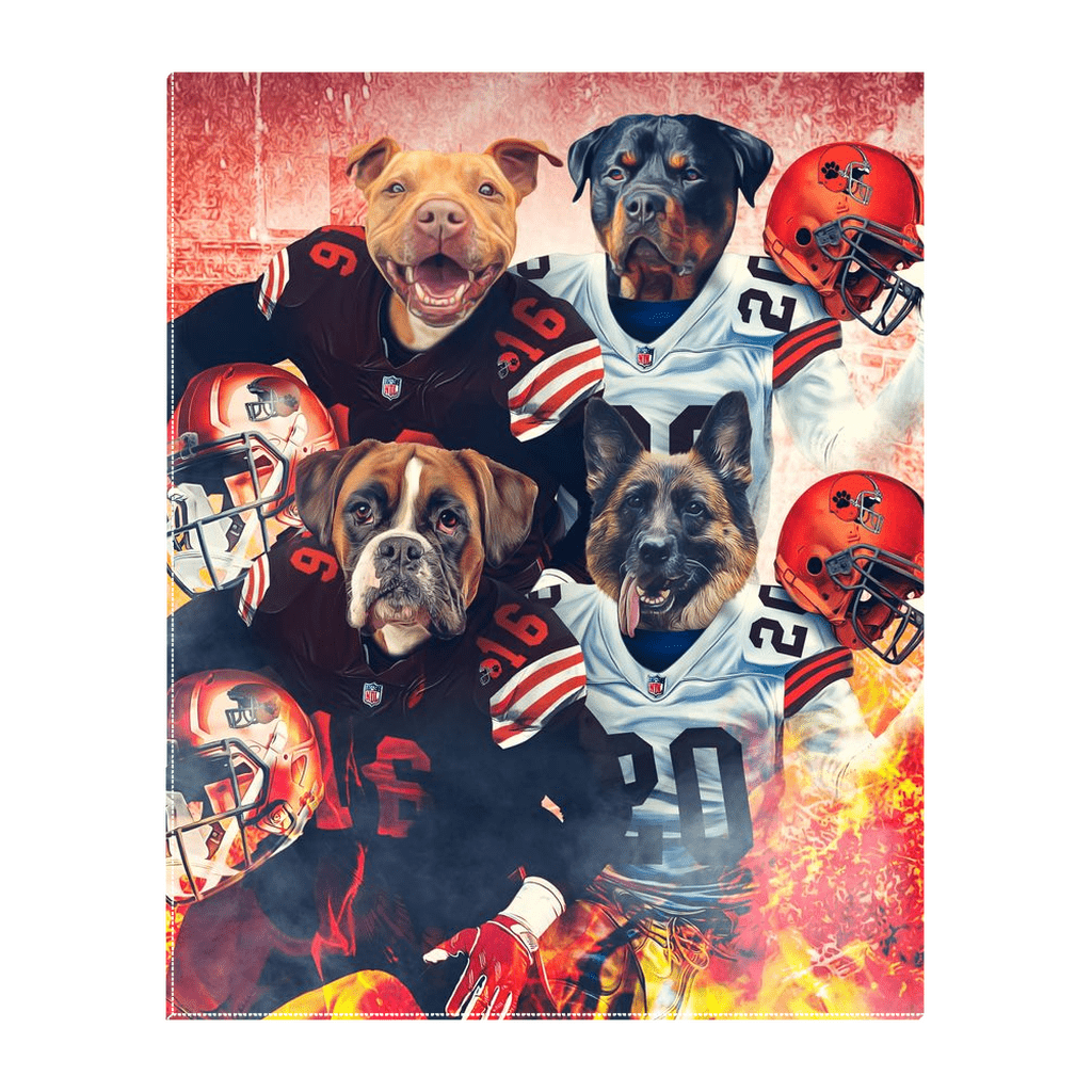 Lienzo personalizado de 4 mascotas de pie &#39;Cleveland Doggos&#39;