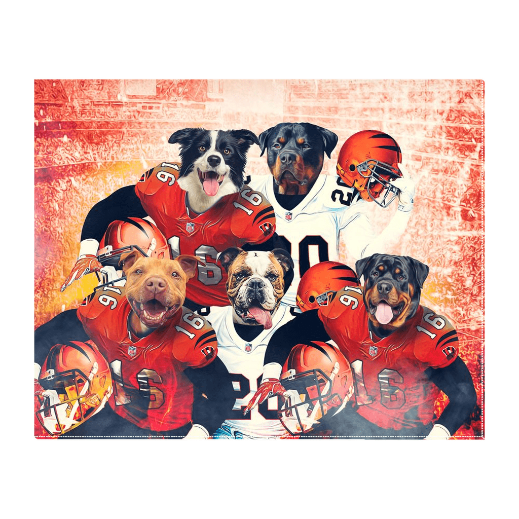 Lienzo personalizado de cinco mascotas de pie &#39;Cincinnati Doggos&#39;