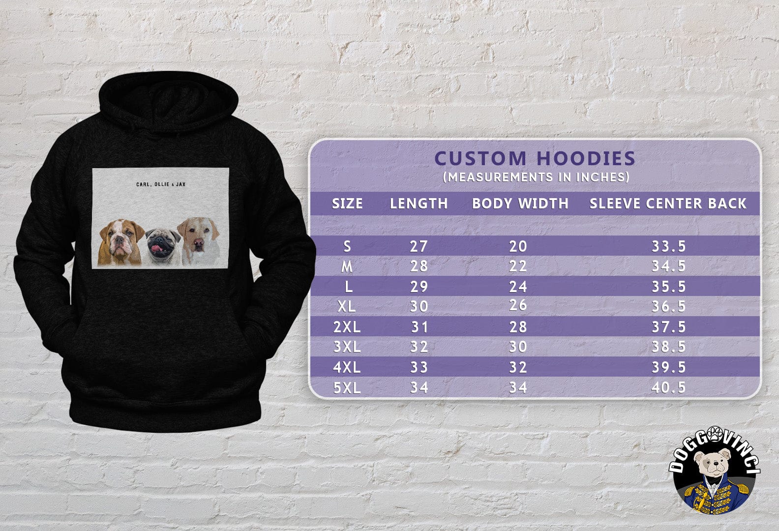 Sudadera con capucha moderna personalizada para 3 mascotas