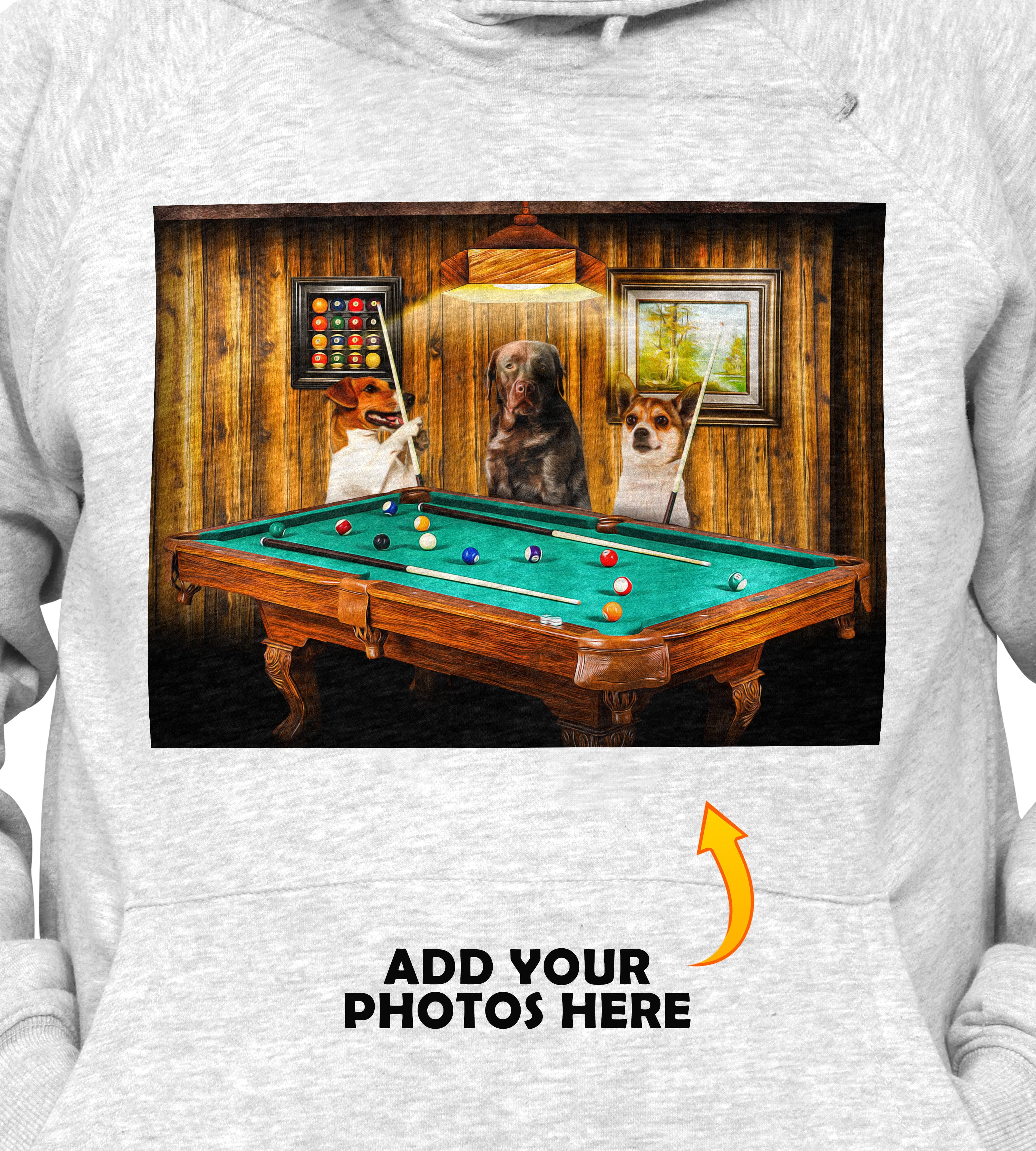 Sudadera con capucha personalizada para 3 mascotas &#39;The Pool Players&#39;