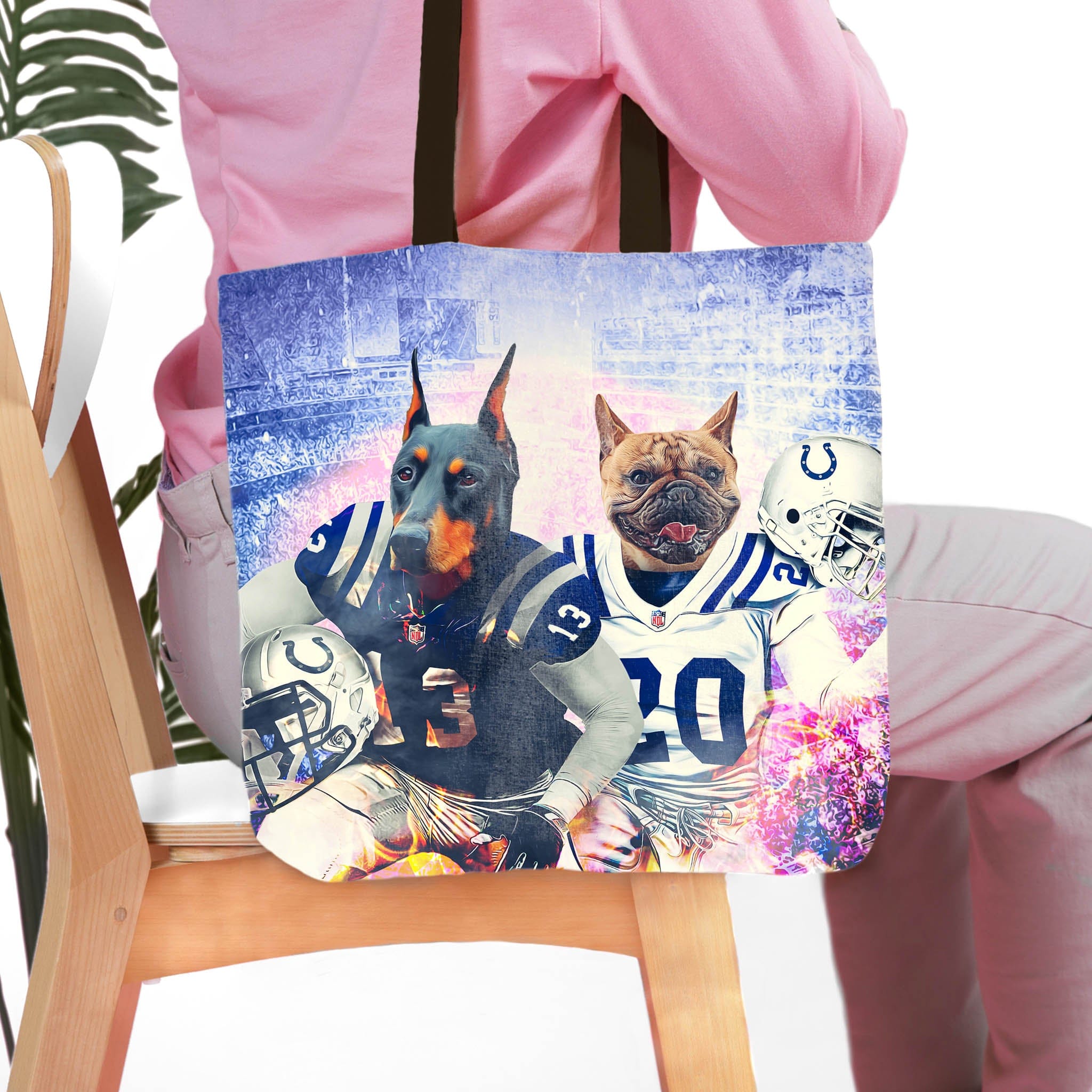 Bolsa de mano personalizada para dos mascotas &#39;Indianapolis Doggos&#39;