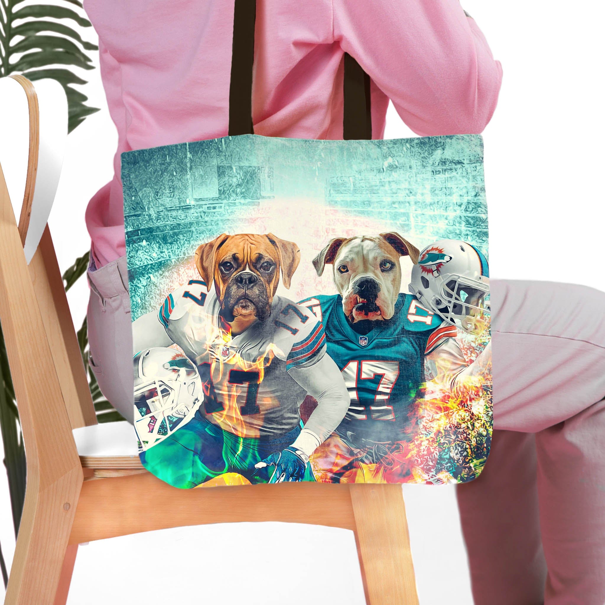 Bolsa de mano personalizada para dos mascotas &#39;Miami Doggos&#39;