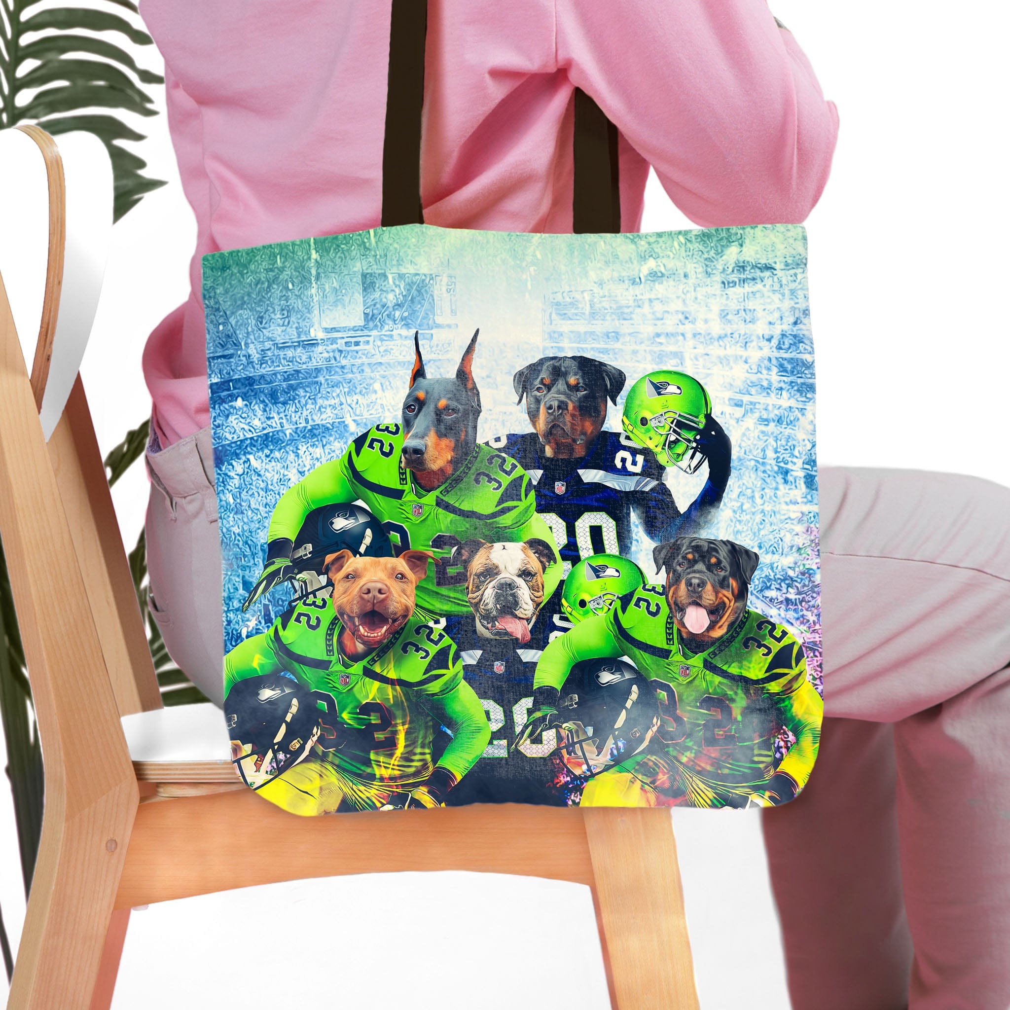 Bolsa de mano personalizada para 5 mascotas &#39;Seattle Doggos&#39;