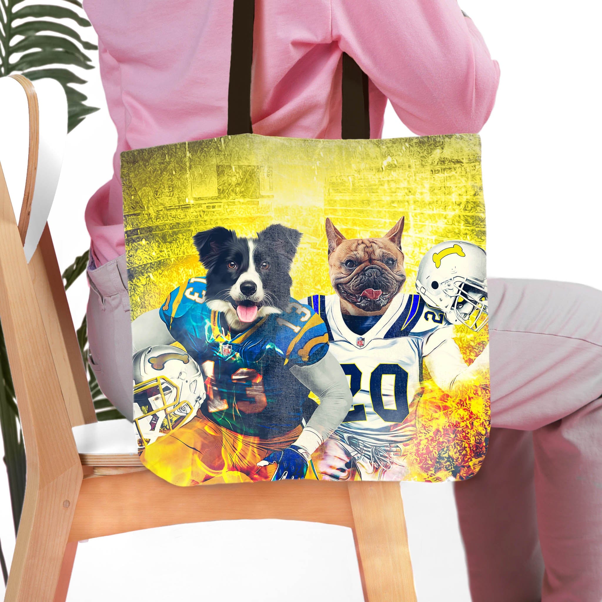 Bolsa de mano personalizada para dos mascotas &#39;San Diego Doggos&#39;