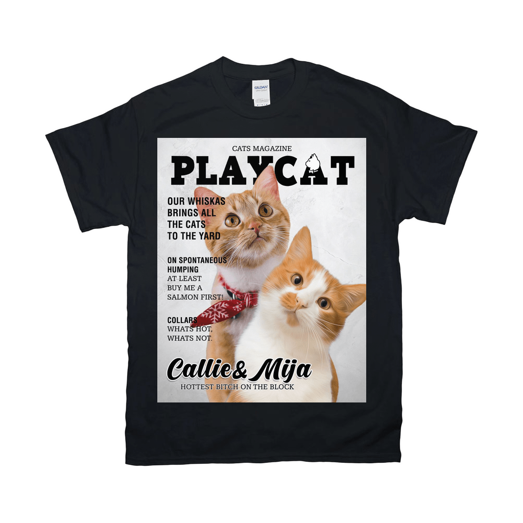 Camiseta personalizada para 2 mascotas &#39;Playcat&#39;