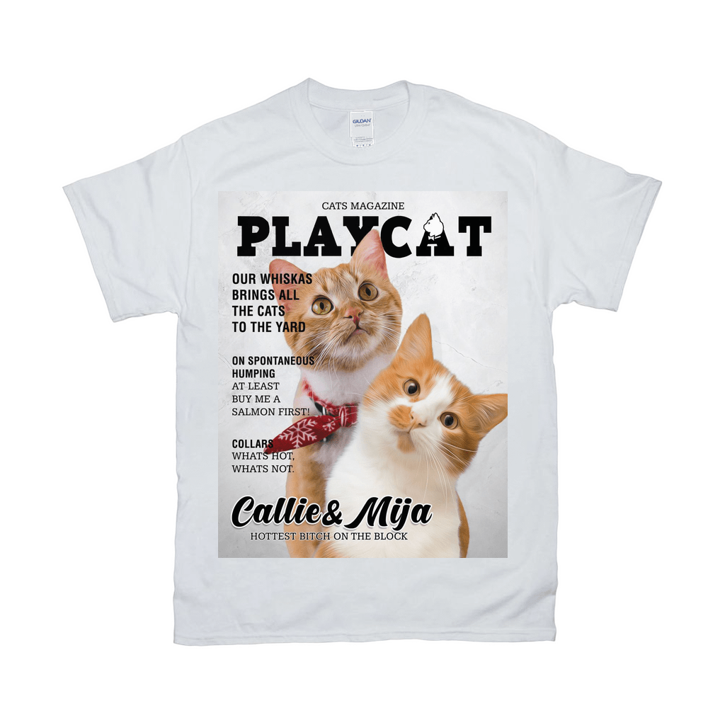 Camiseta personalizada para 2 mascotas &#39;Playcat&#39;