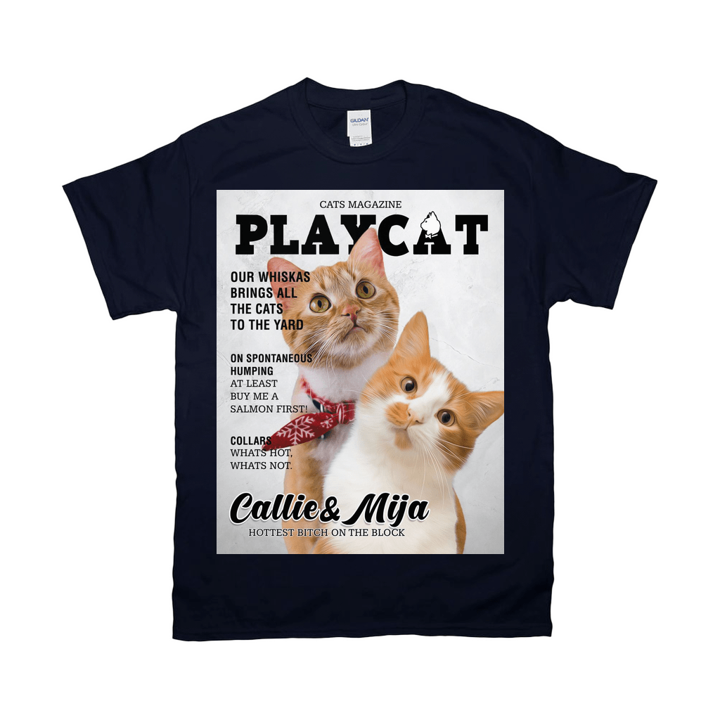 Camiseta personalizada para 2 mascotas &#39;Playcat&#39;