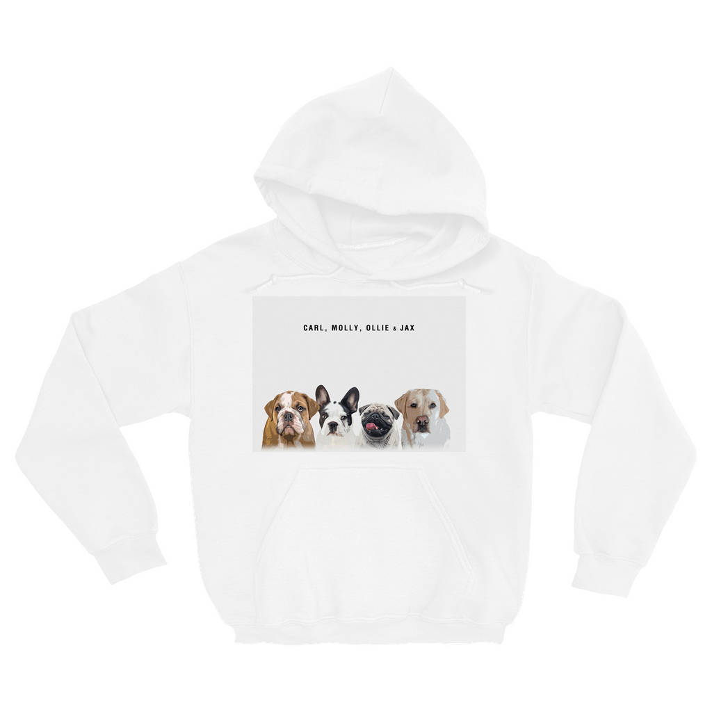 Sudadera con capucha moderna personalizada para 4 mascotas