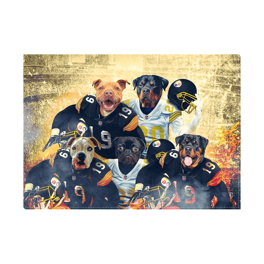 Lienzo personalizado de 5 mascotas de pie &#39;Pittsburgh Doggos&#39;