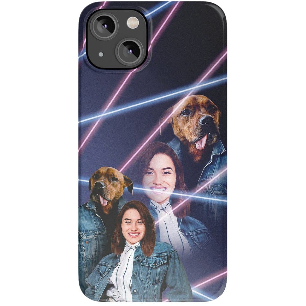 Funda para teléfono personalizada Lazer Portrait Pet (masculino)/humano (femenino) de los años 80