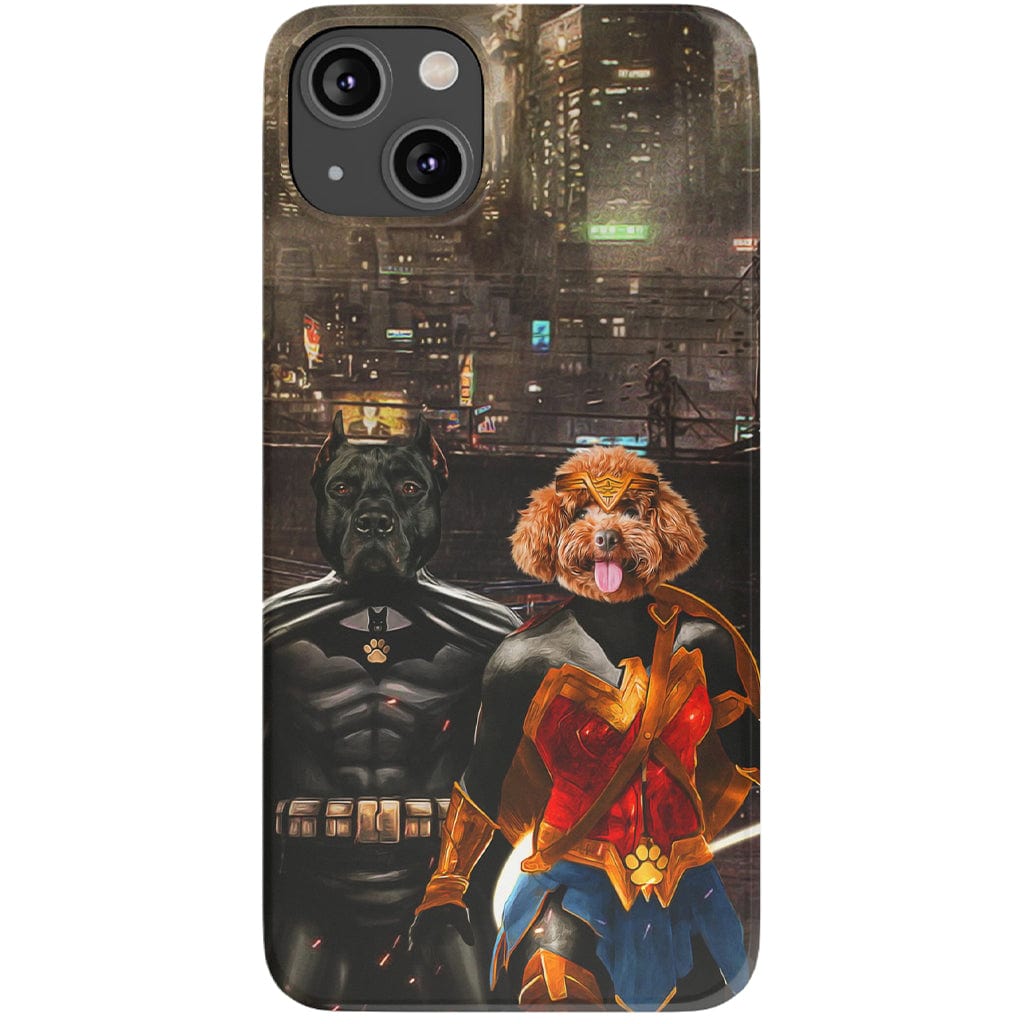 Funda personalizada para teléfono con 2 mascotas &#39;Batdog &amp;amp; Wonder Doggette&#39;