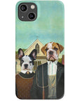 Funda personalizada para teléfono con 2 mascotas 'American Pawthic'