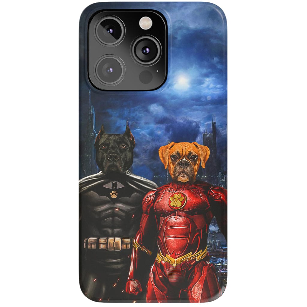 &#39;Batdog &amp; Flash Doggo&#39; Personalized 2 Pet Phone Case