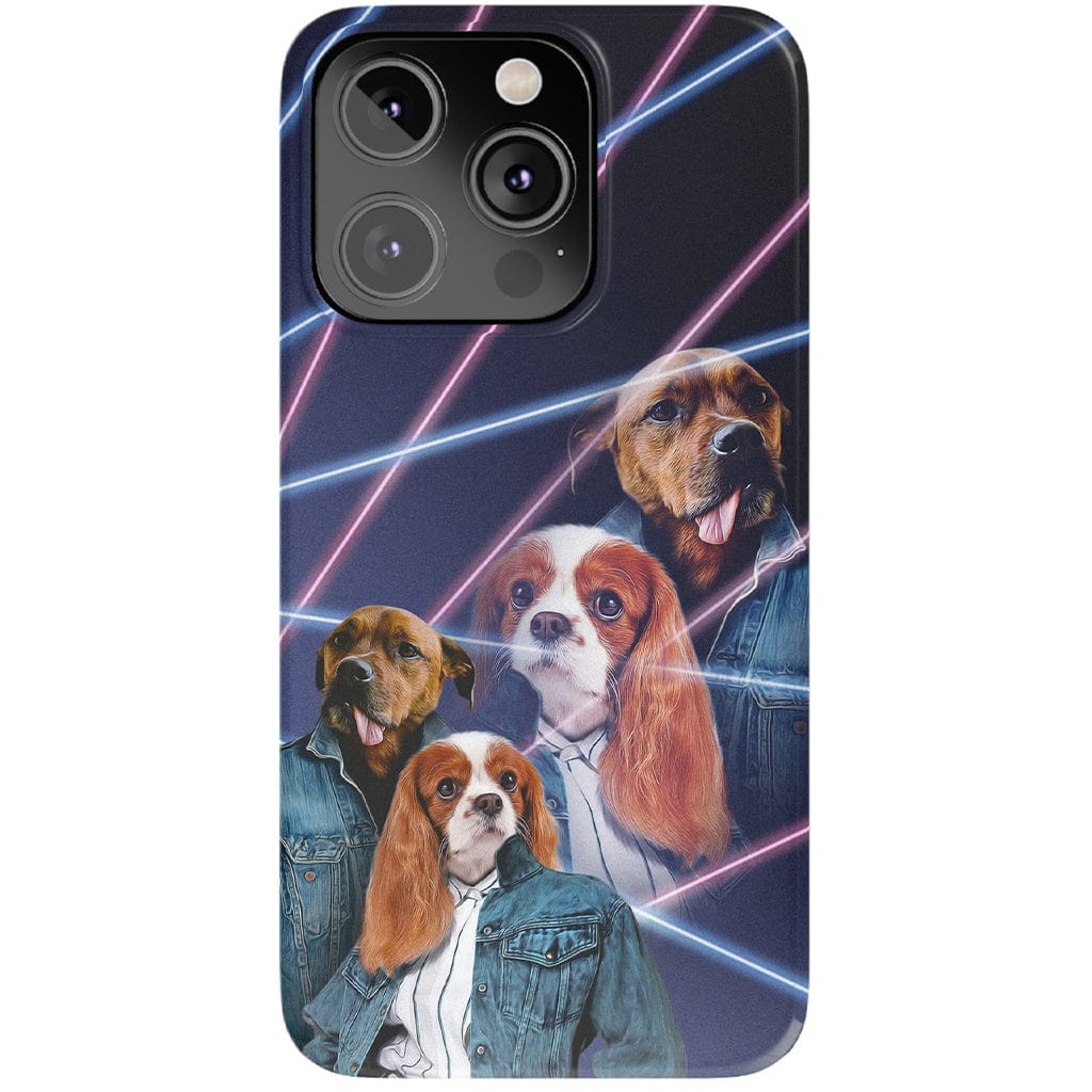 Funda personalizada para teléfono con 2 mascotas &#39;1980s Lazer Portrait&#39;