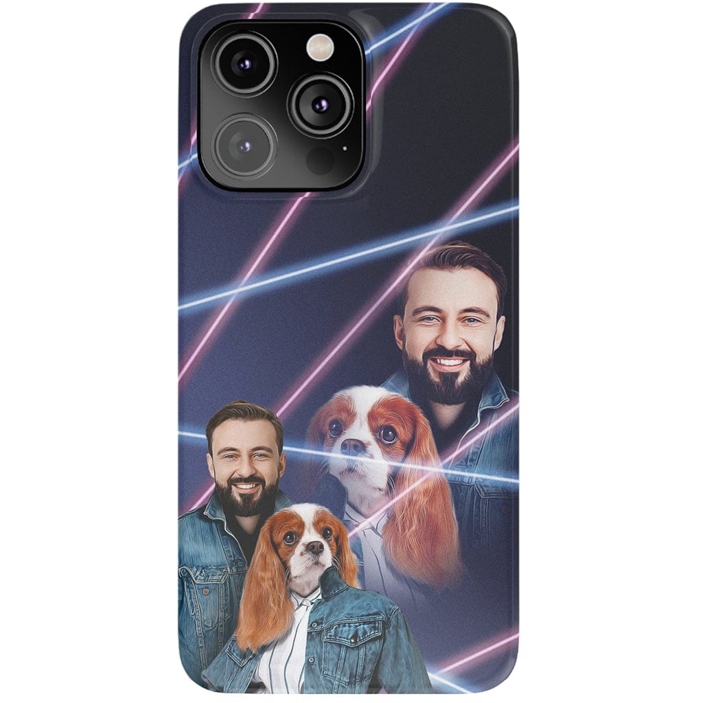 Funda para teléfono personalizada Lazer Portrait Pet (femenino)/humano (masculino) de los años 80