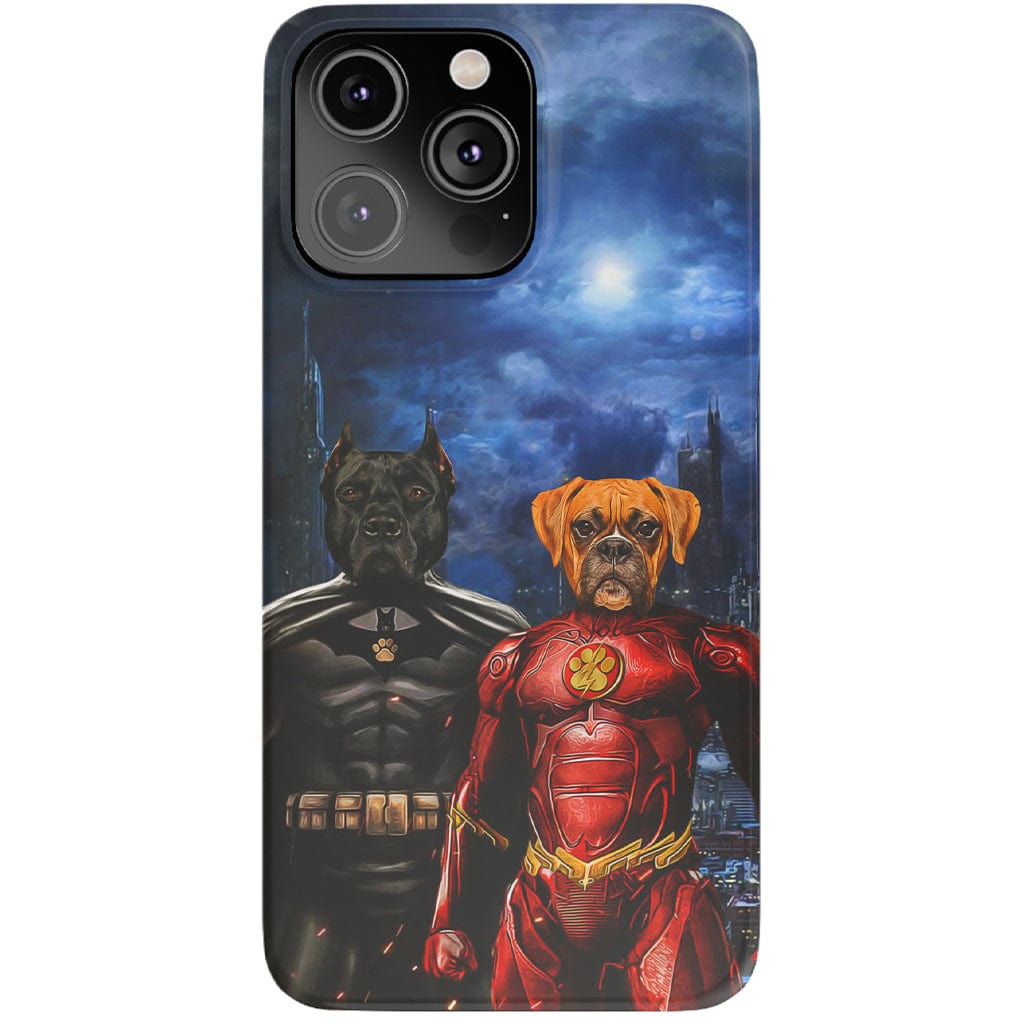 &#39;Batdog &amp; Flash Doggo&#39; Personalized 2 Pet Phone Case