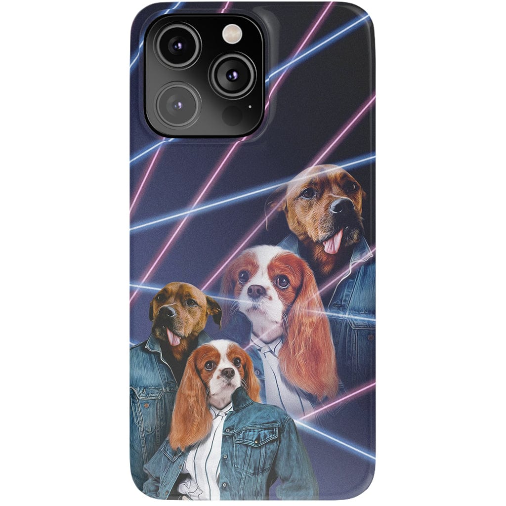 Funda personalizada para teléfono con 2 mascotas &#39;1980s Lazer Portrait&#39;