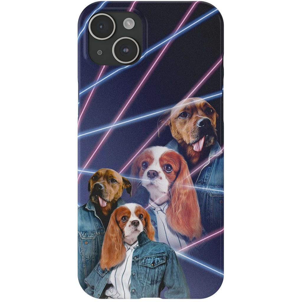 Funda personalizada para teléfono con 2 mascotas &#39;1980s Lazer Portrait&#39;