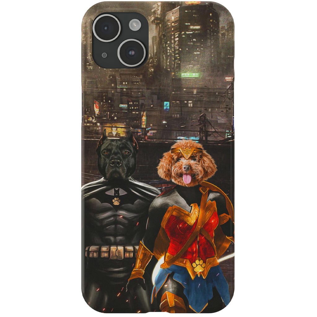 Funda personalizada para teléfono con 2 mascotas &#39;Batdog &amp;amp; Wonder Doggette&#39;