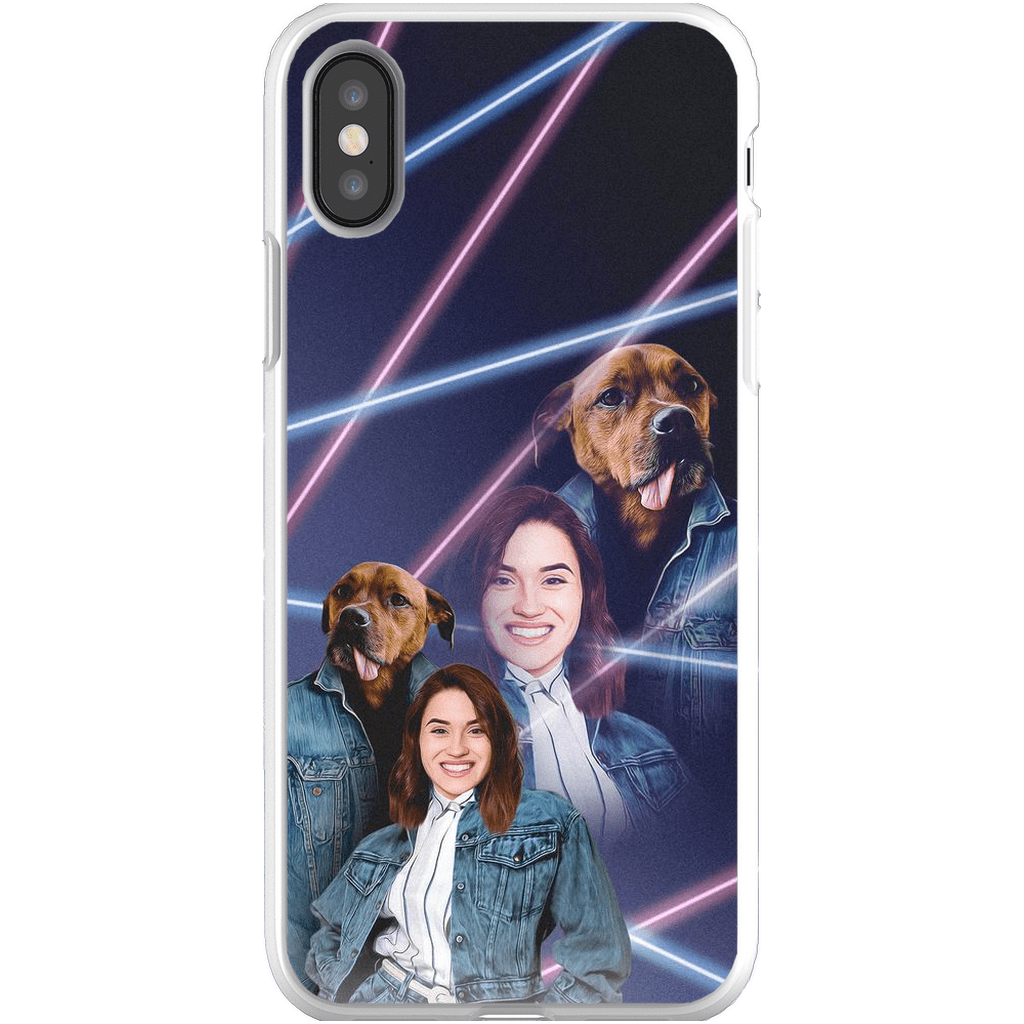 Funda para teléfono personalizada Lazer Portrait Pet (masculino)/humano (femenino) de los años 80