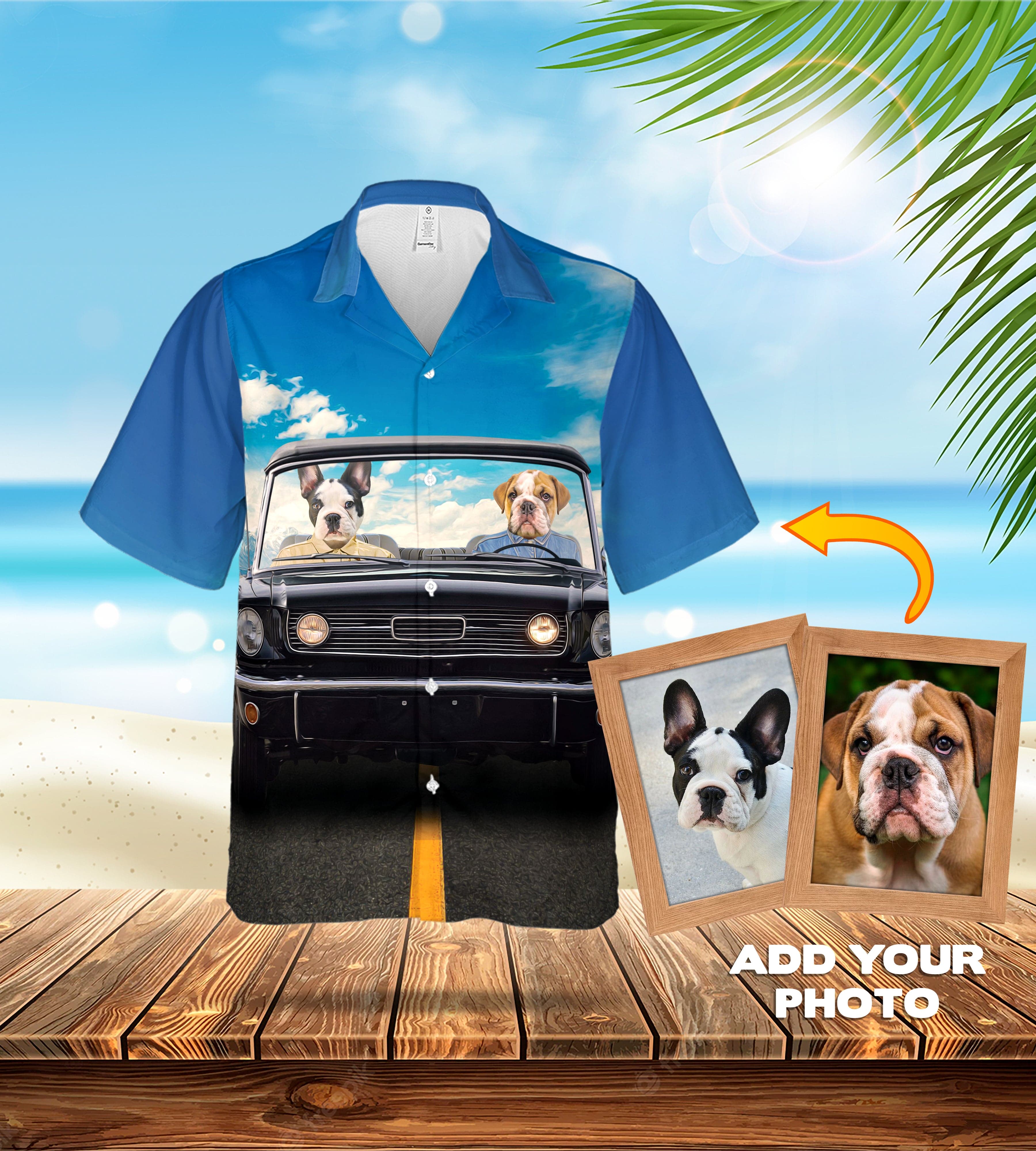 Camisa hawaiana personalizada (El clásico Woofstang: 1-4 mascotas)