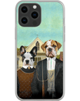 Funda personalizada para teléfono con 2 mascotas 'American Pawthic'