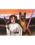 'Princess Leidown & Jedi-Doggo' Personalized 2 Pet Standing Canvas