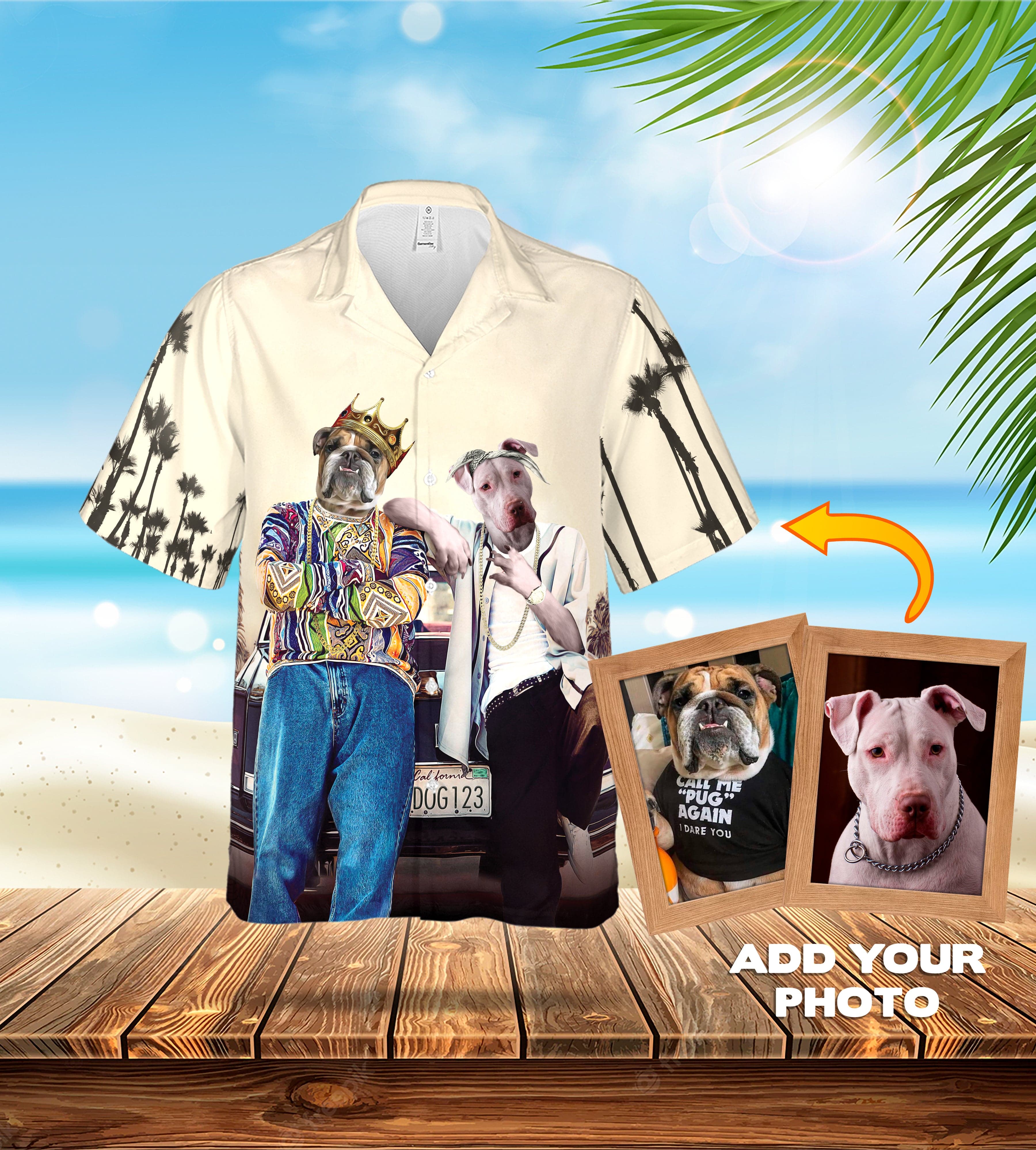 Camisa hawaiana personalizada (2Paw y Notorious DOG: 2 mascotas)