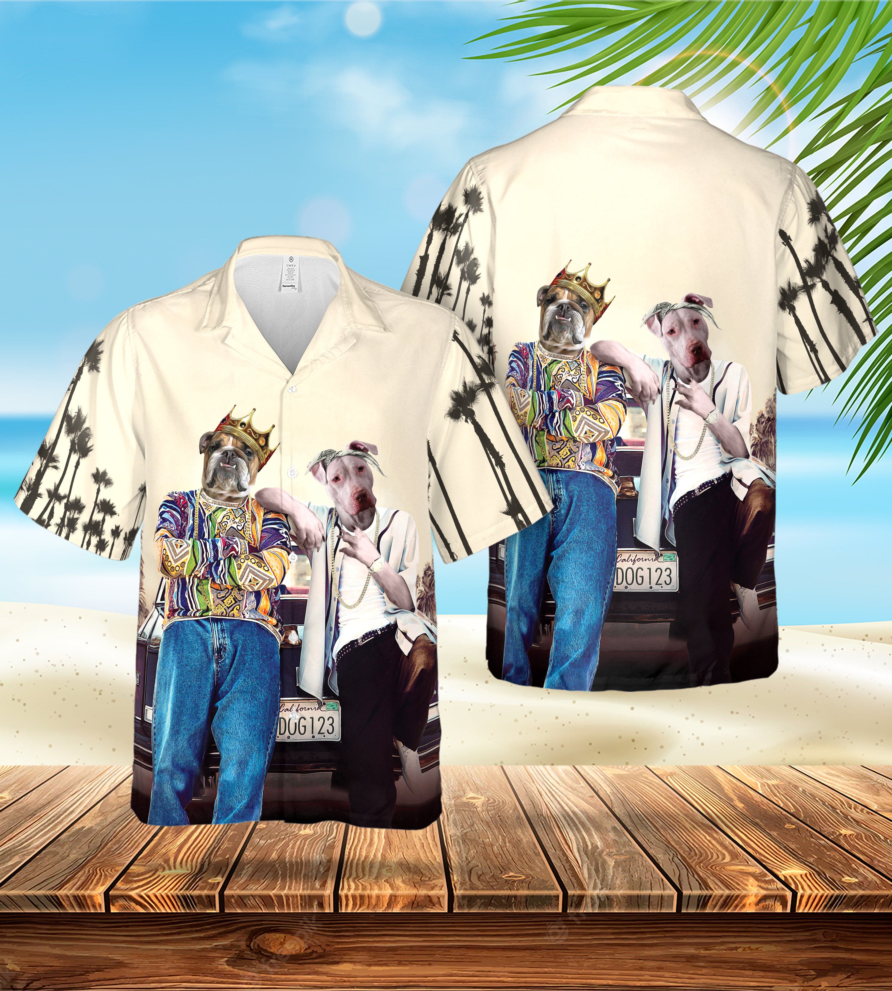 Camisa hawaiana personalizada (2Paw y Notorious DOG: 2 mascotas)