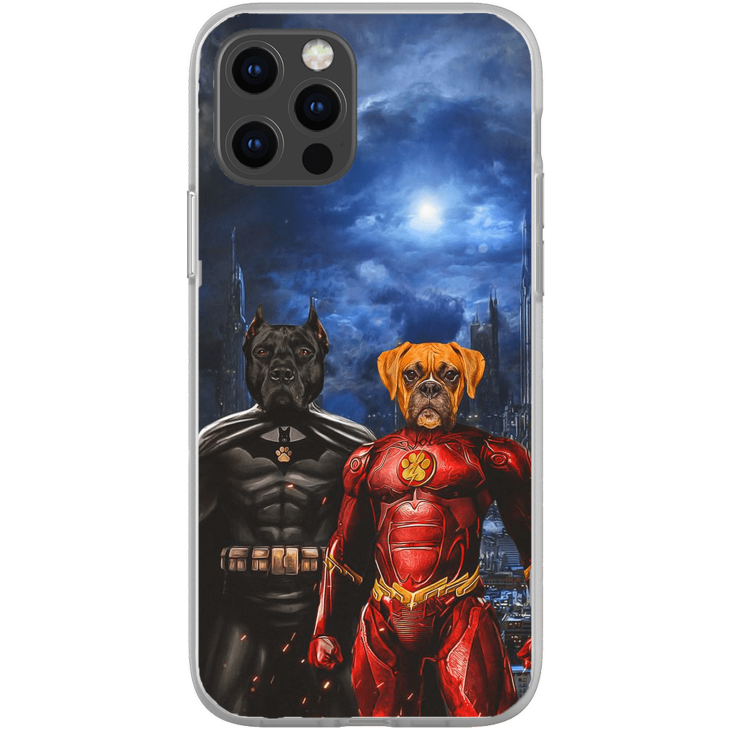 &#39;Batdog &amp; Flash Doggo&#39; Personalized 2 Pet Phone Case