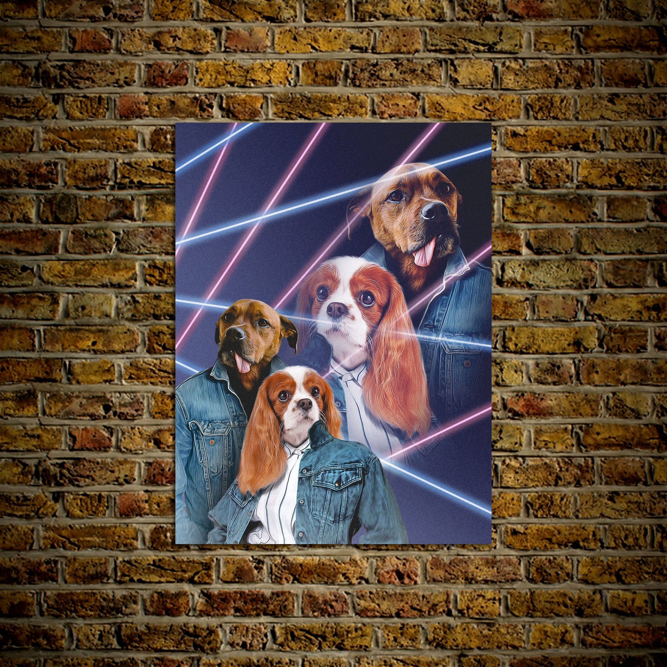 Póster personalizado con 2 mascotas &#39;Lazer Portrait de los años 80&#39;