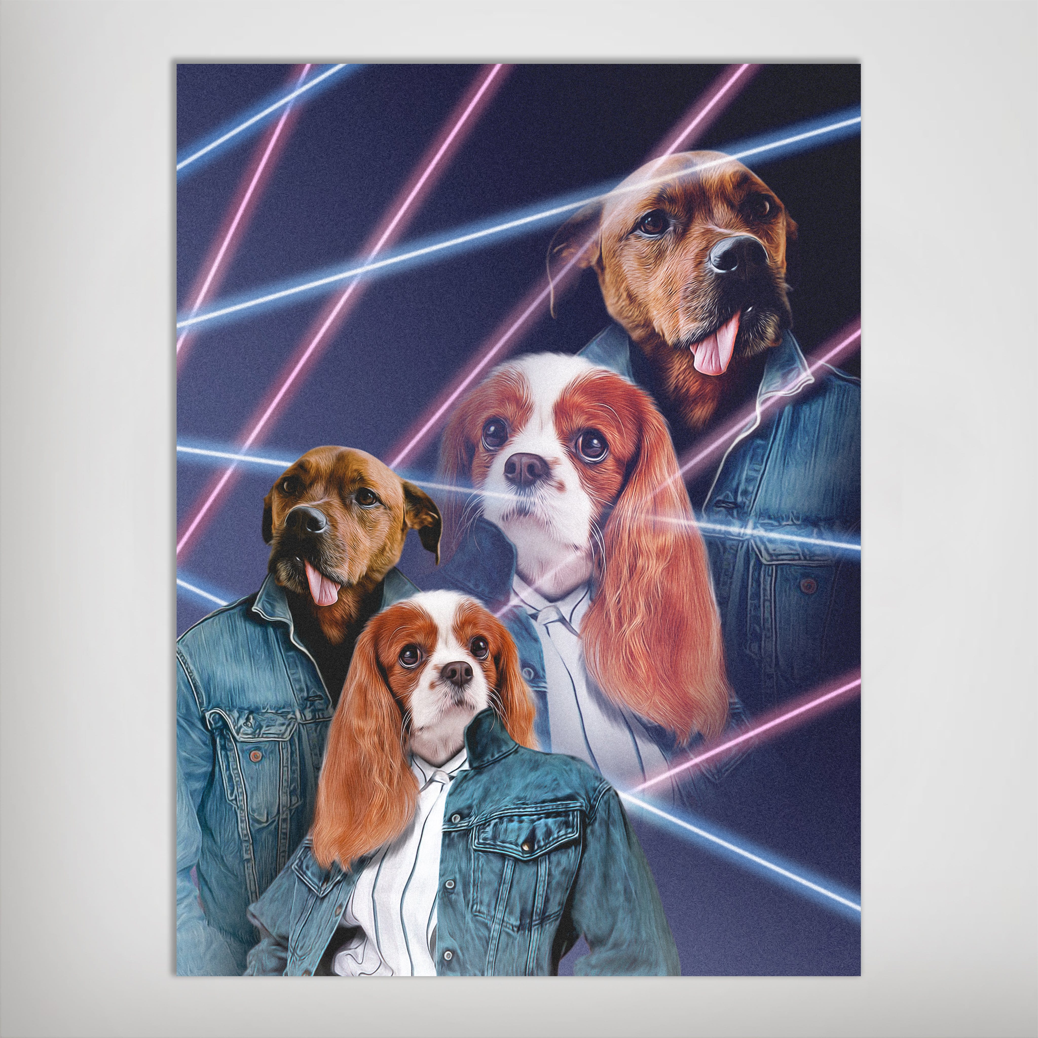 Póster personalizado con 2 mascotas &#39;Lazer Portrait de los años 80&#39;