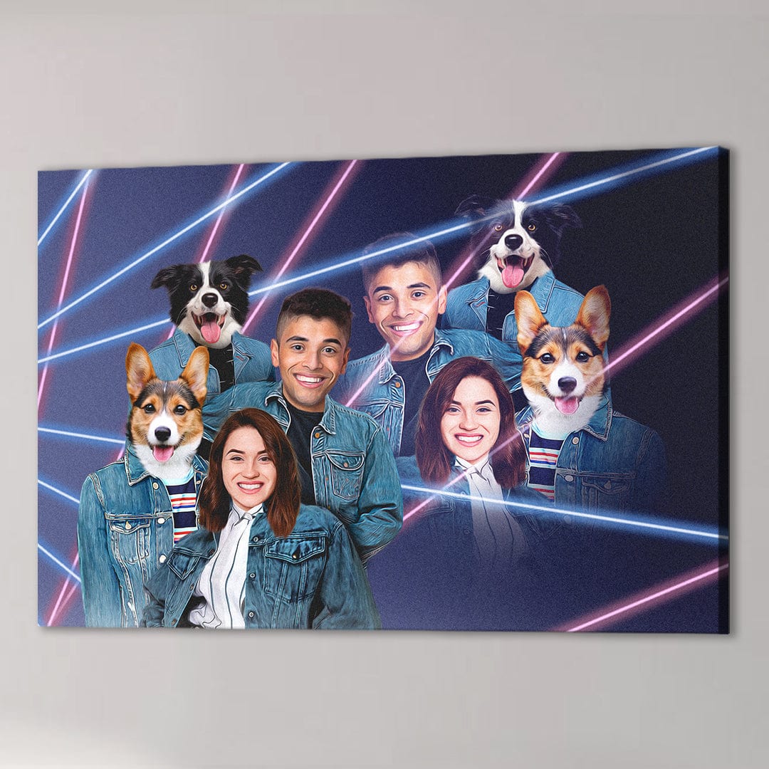 Lienzo personalizado Lazer Portrait 2 de mascotas y humanos de los años 80