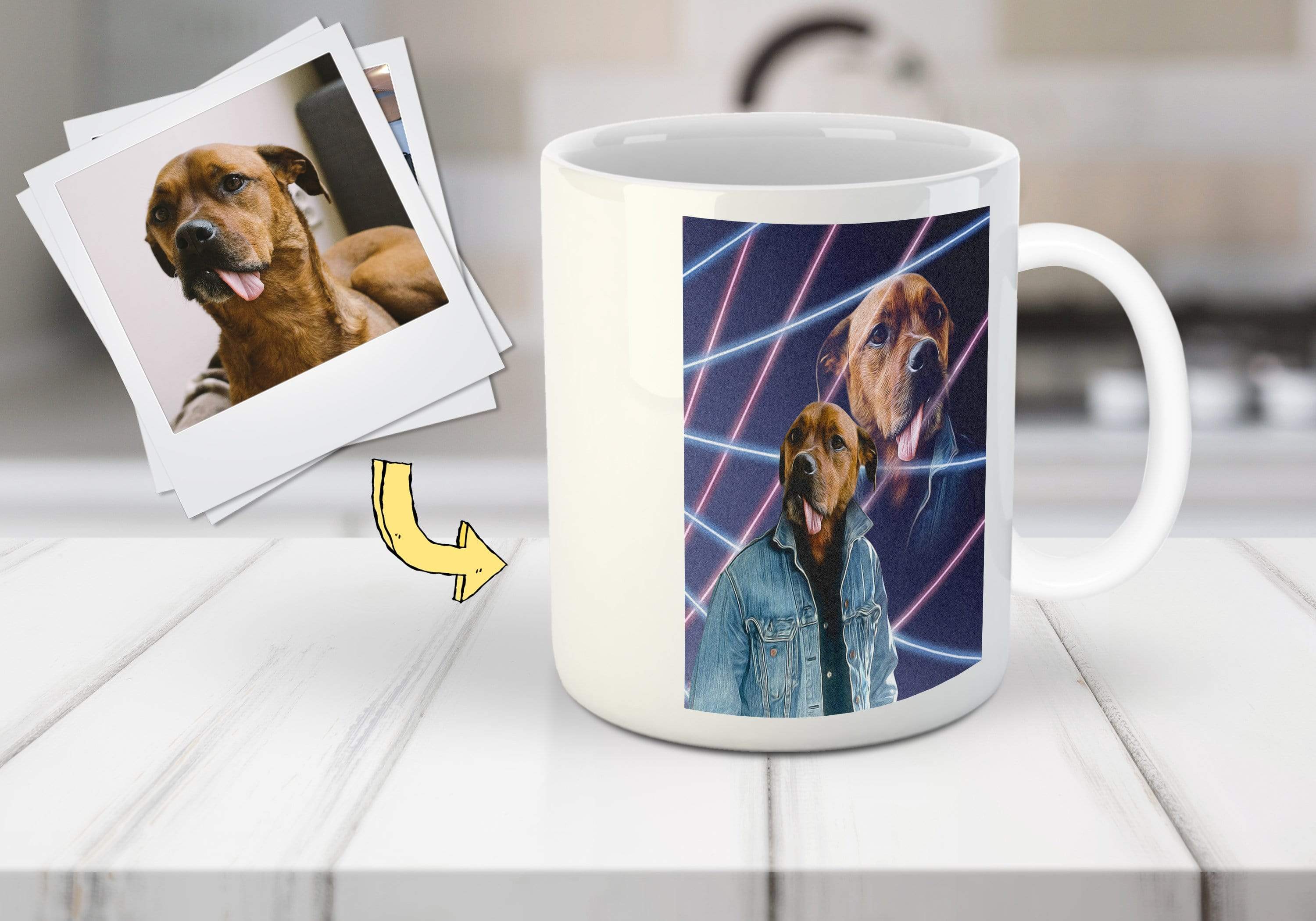 Taza personalizada para mascotas &#39;Lazer Portrait de los años 80&#39;