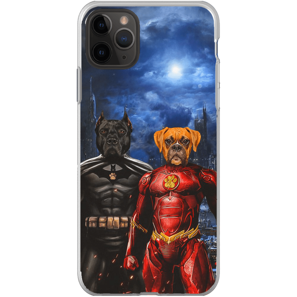 &#39;Batdog &amp; Flash Doggo&#39; Personalized 2 Pet Phone Case