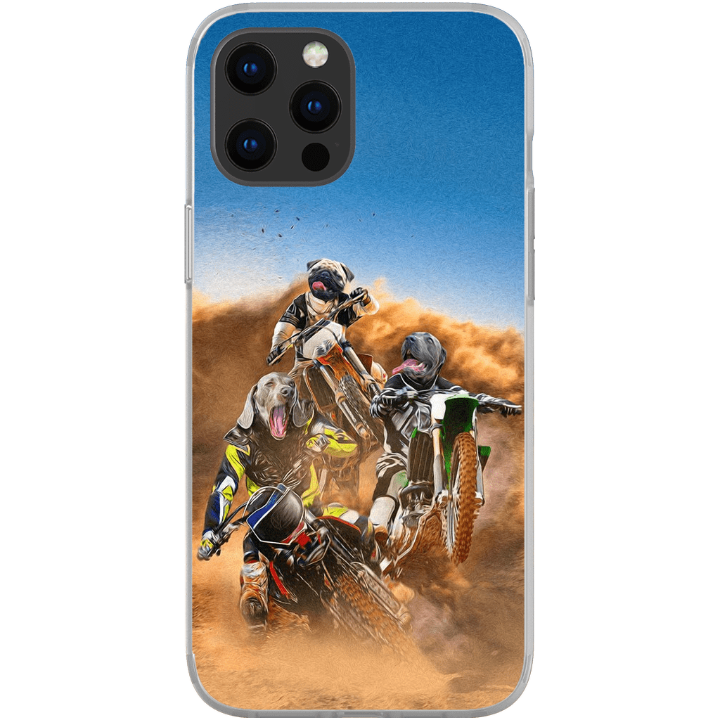 Funda personalizada para teléfono con 3 mascotas &#39;The Motocross Riders&#39;