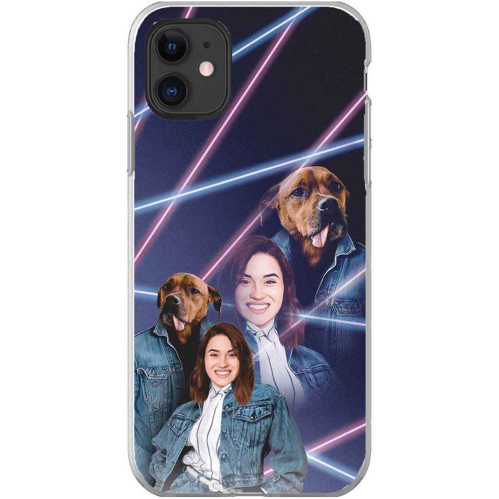 Funda para teléfono personalizada Lazer Portrait Pet (masculino)/humano (femenino) de los años 80