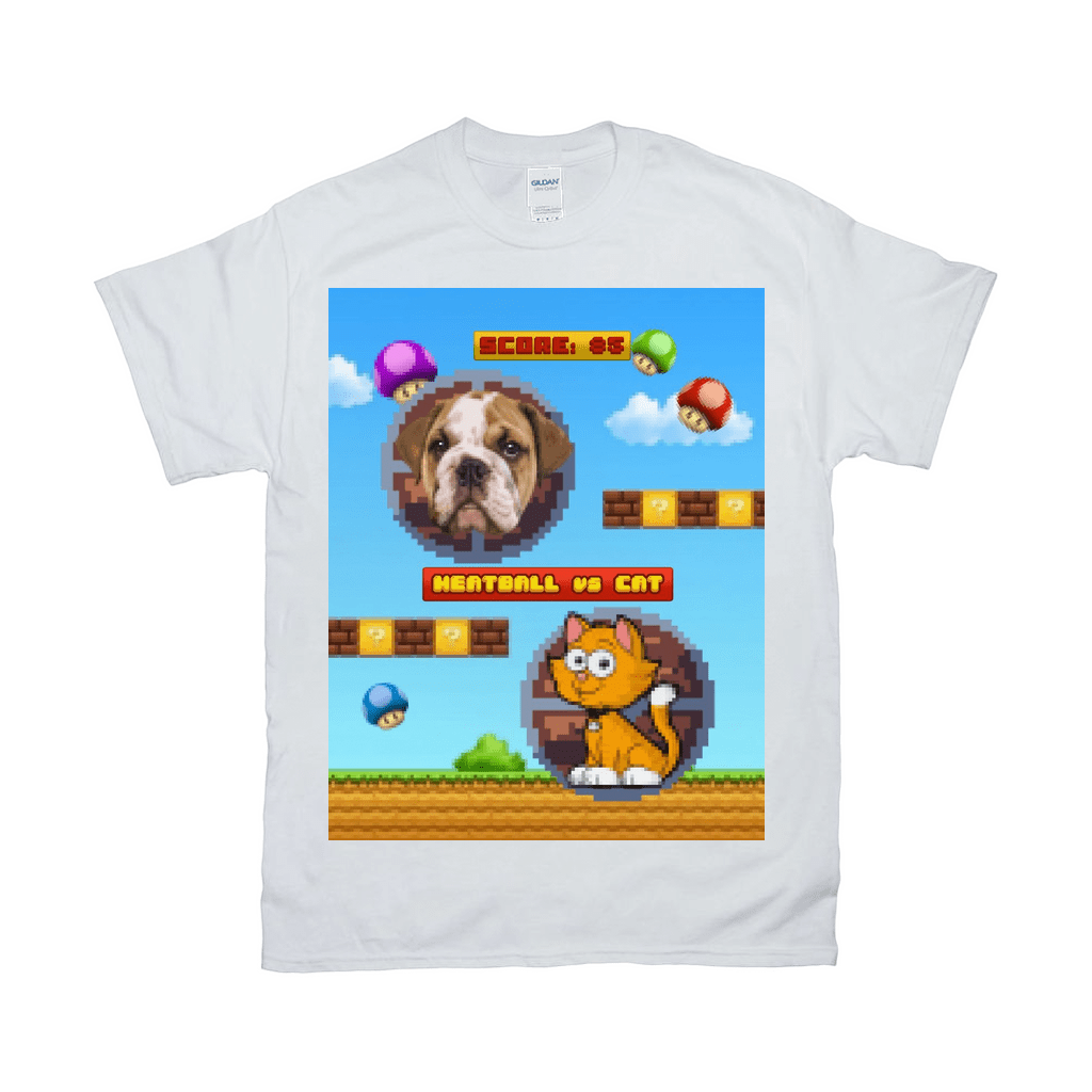 Camiseta personalizada para mascotas con videojuego retro