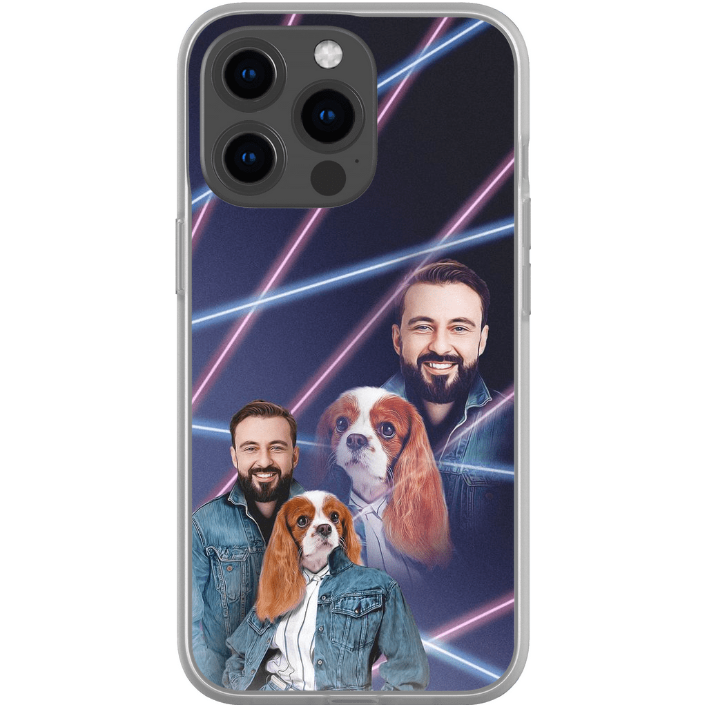 Funda para teléfono personalizada Lazer Portrait Pet (femenino)/humano (masculino) de los años 80