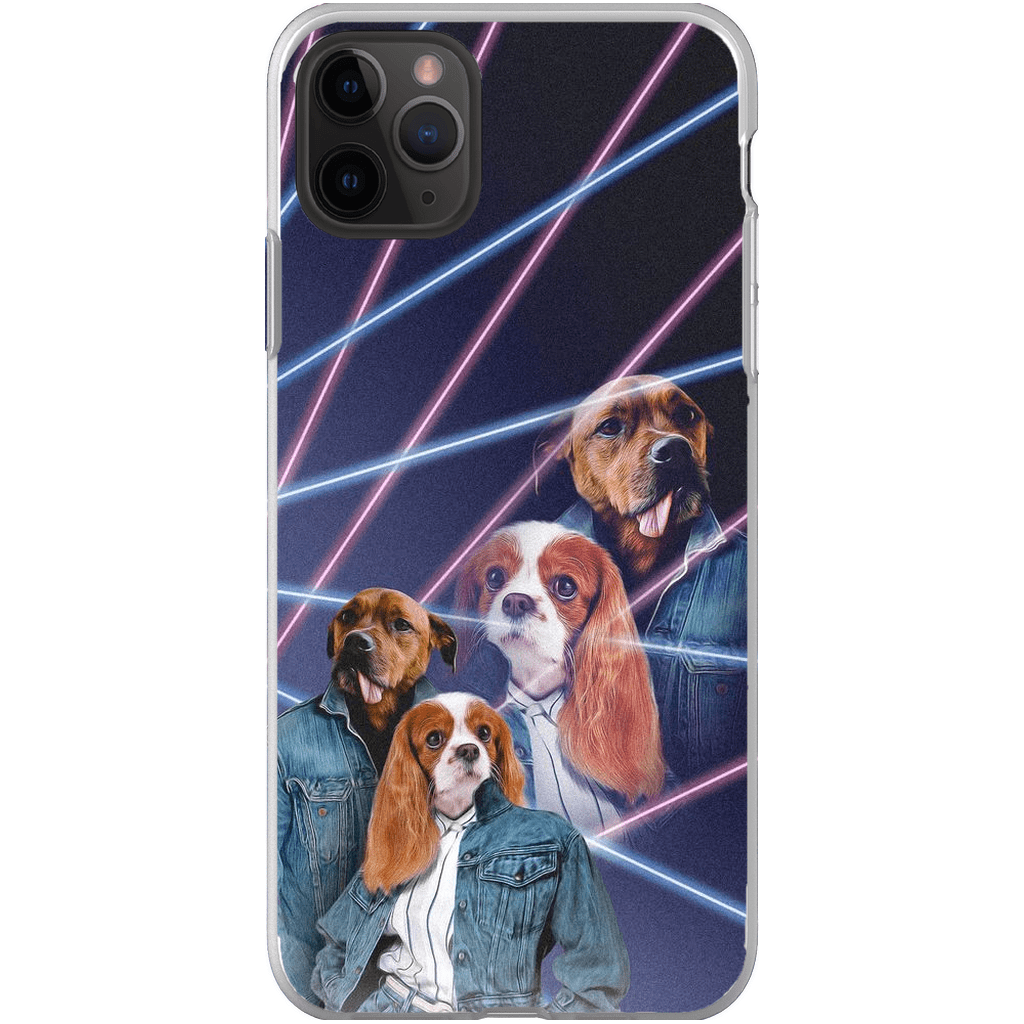 Funda personalizada para teléfono con 2 mascotas &#39;1980s Lazer Portrait&#39;