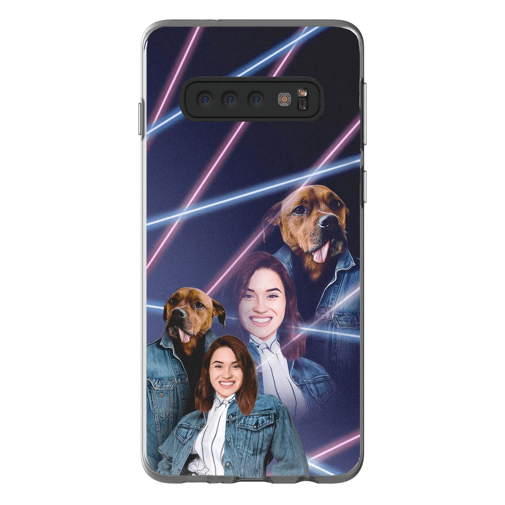 Funda para teléfono personalizada Lazer Portrait Pet (masculino)/humano (femenino) de los años 80