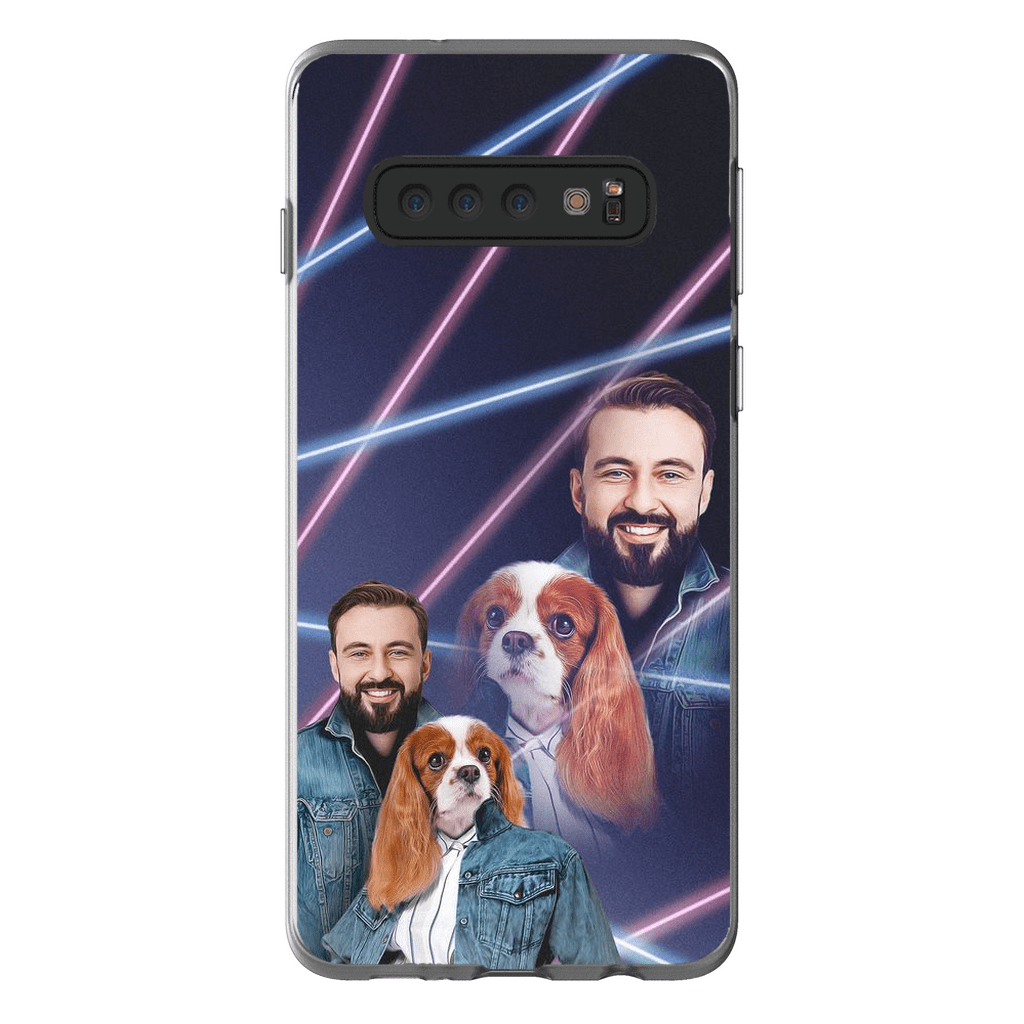 Funda para teléfono personalizada Lazer Portrait Pet (femenino)/humano (masculino) de los años 80